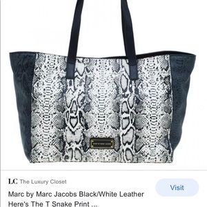 MARC JACOBS Snake print leather tote Soft leather